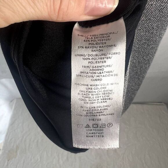 Ann Taylor Gray Tweed Scoop Neck Dress Faux Leather Pocket‎ Trim Womens Medium - Picture 9 of 10